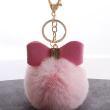 Крест-граница горячие продажи пушистый шар кулон милый мешок автомобиль Лук Искусственный Рекс пушистый кролик мяч брелок кулон