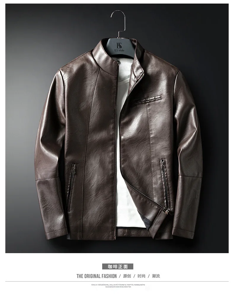 MEN'S Leather Coat EBay AliExpress Hot Selling Fashion Locomotive Leather Jacket