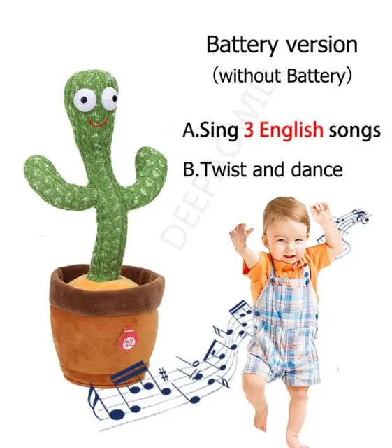 New Electronic Dancing Cactus Plush Toys Singing Decoration Gift Kids Funny Early Education Knitted Fabric Plush Stuffed Toys