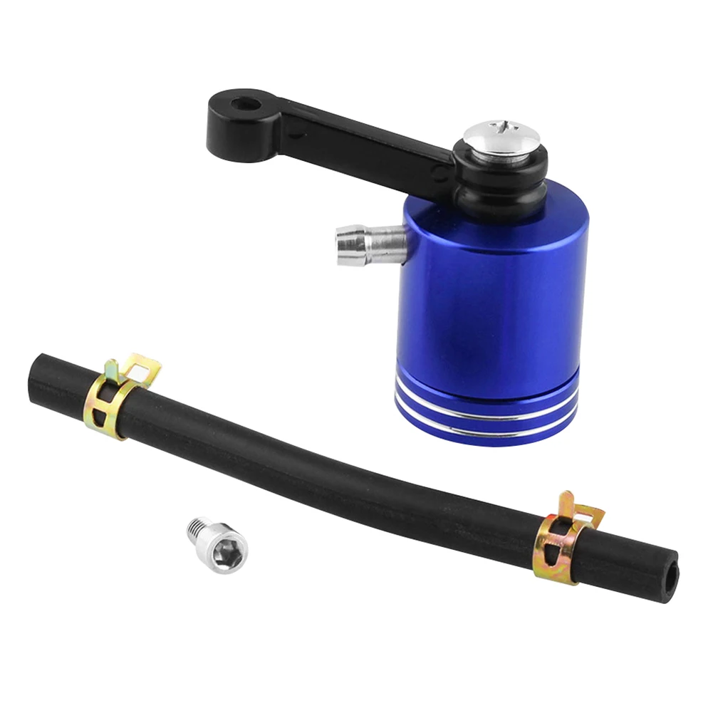 Motorcycle CNC Aluminum Alloy Front Brake Tank Cylinder Fluid Oil Reservoir - Color: Blue