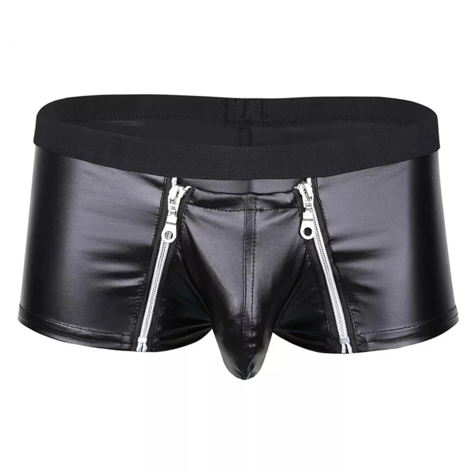 Mens Sexy Leather Open Crotch Pants For Sex Soft Fetish Boxer Crotchless Leather Underwear Bulge Sexi - Panties & Briefs - AliExpress