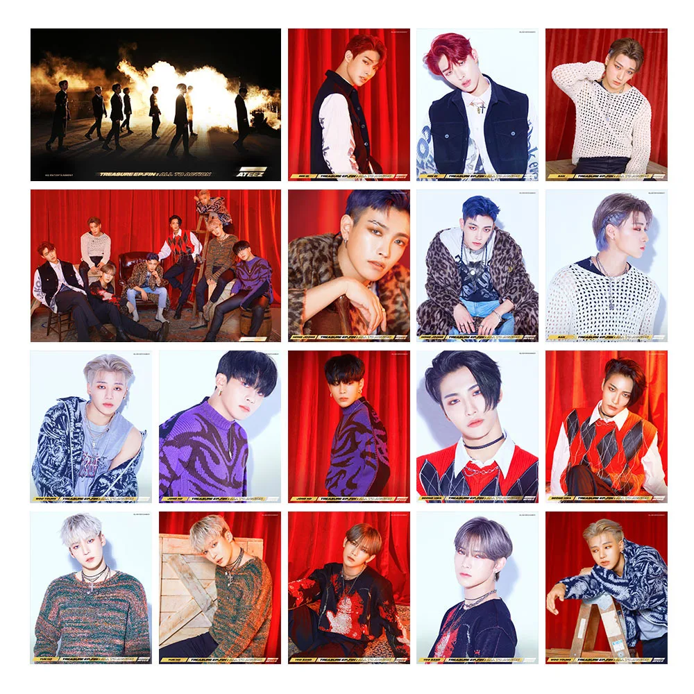 18 шт./компл. Kpop ATEEZ Фотокарта Почтовые открытки сокровище EP. Плавника все к действию фотоальбом карты ATEEZ поп ломо карты, Новое поступление