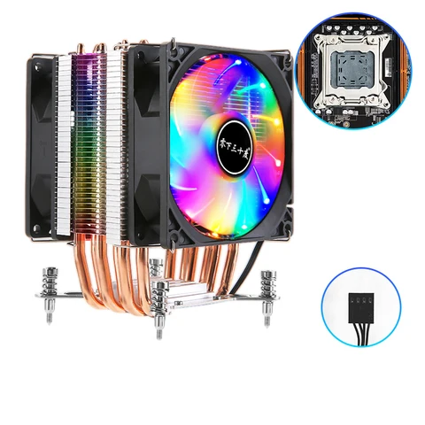 4 Heat Pipes CPU Cooler 4Pin RGB PC Quiet Intel LGA 2011 LGA 2011-3 X79 X99 CPU Cooling Fan
