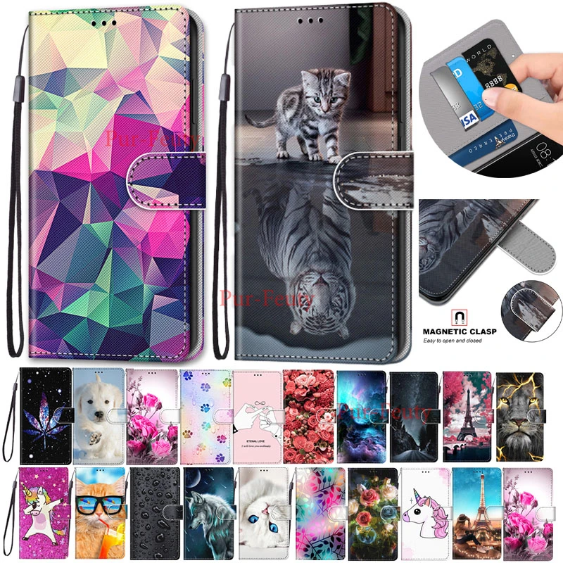 

Flip Leather Case For LG K4 2017 Fundas 3D Wallet Card Holder Stand Book Cover Cat Dog Painted Case For LG K4 (2017) phone Cases