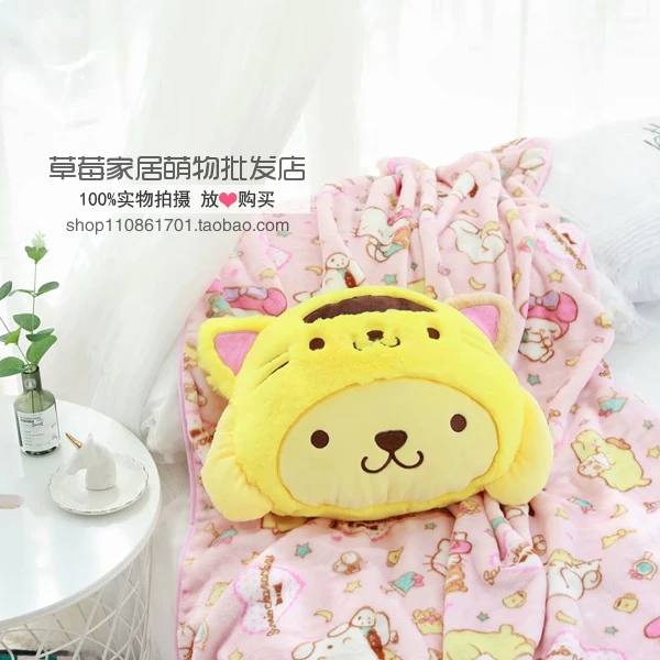 HelloKitty MyMelody Cinnamoroll pompomprin, одеяло с маленькими звездами, 2 в 1, складной, стеганый плед, подушка для подушки