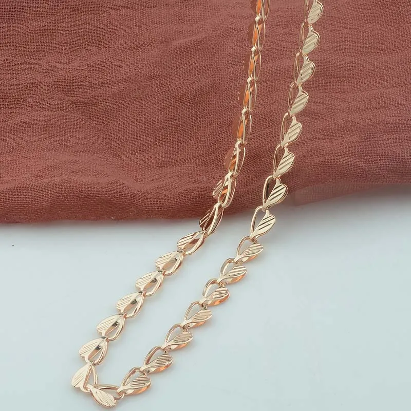 

1pcs 6mm Womens Men 585 Rose Gold Color Carving Heart Chain Necklace