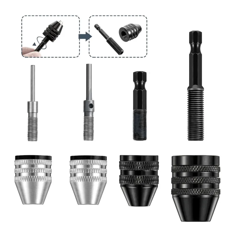 1PC Quick Change Keyless Drill Bit Chuck Hex Shank Adapter Converter Tool Three-Jaw Chuck Electric Grinder Drill electric drill attachment tool accessories electric drill accessory drill chuck woodworking drill accessories