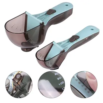 

2pcs Plastic Measuring Spoon With Scale Magnet Powder Measuring Spoon Sky Blue Adjustable Powder Measuring Spoon Precision Scale