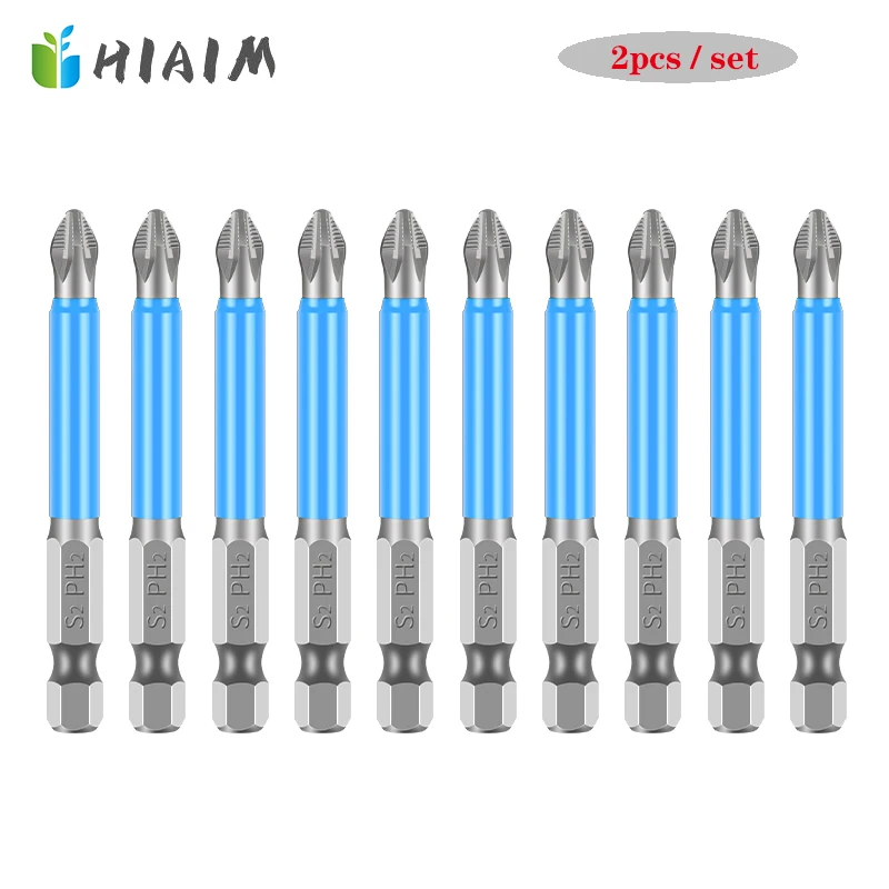 

2Pcs 1/4" 6.35mm Hex Shank Alloy Steel Magnetic Cross Phillips Head Screwdriver Bit Set Tool Screwdriver Head Tool Set 65mm AA
