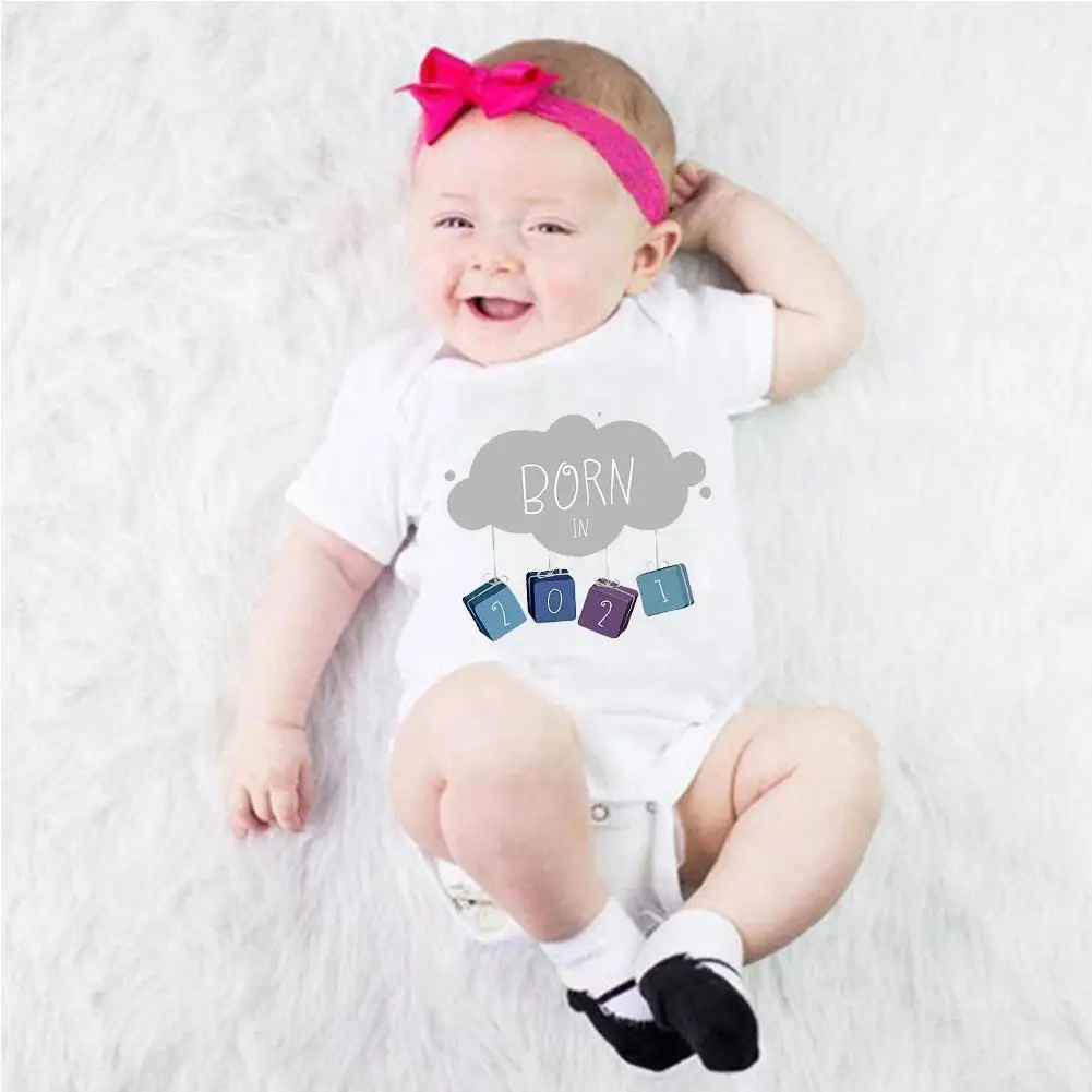 

2021 Printed Short Sleeve Romper Baby Triangle Romper G3Z8