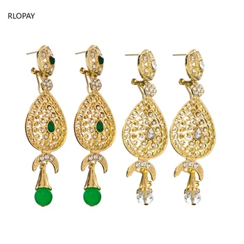 

2 Pairs Water Drop Rhinestone Earrings for Women Luxury Dangling Earrings for Bridal Push Back Gold Jewelry Earrings Wholesale