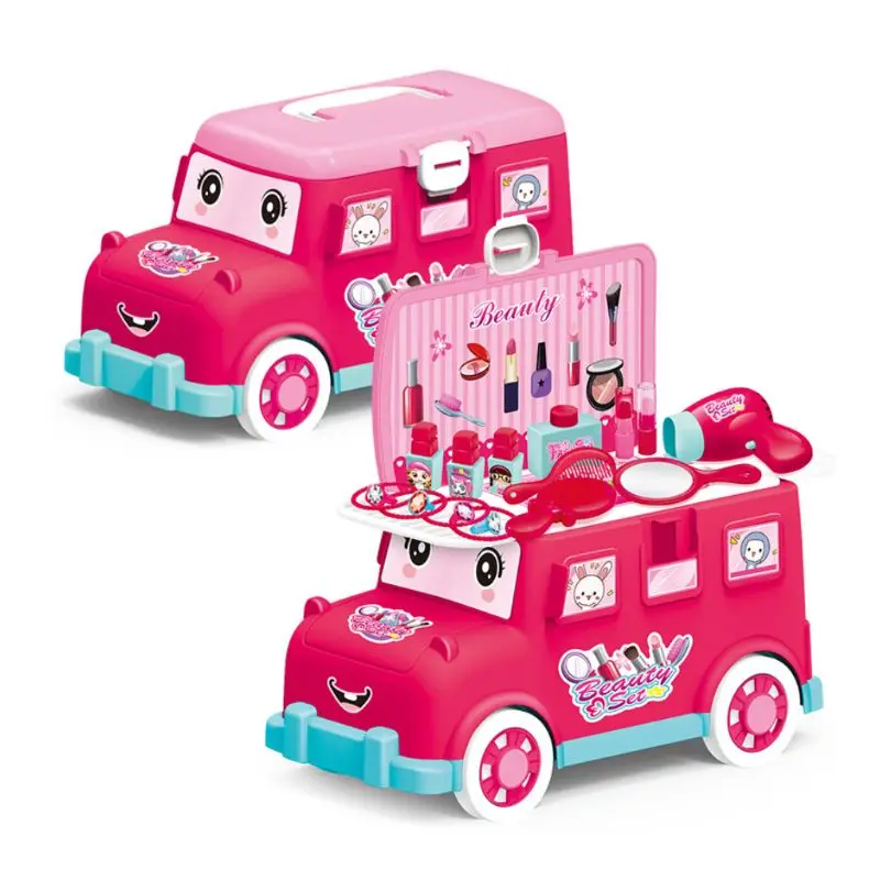 1 компл. Моделирование автобус тележка косметический макияж игрушки для детей дети девочки игрушка косметика инструменты Раннее Образование Подарки