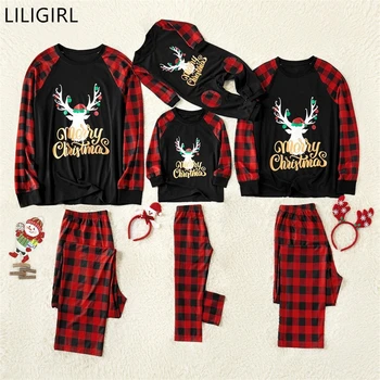 

Family Matching Christmas Pajamas Set Fashion Prints Neck Matching Adult Father Mother Kid Family Xmas Nightwear Clothing Outfit