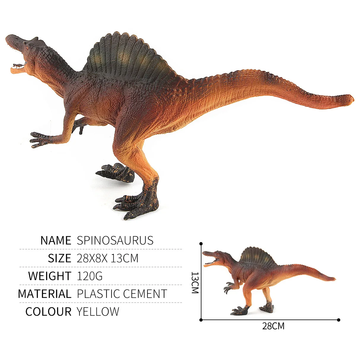 English Dinosaur World Spine Back Long Plastic jiao doll Decoration Static Model Garage Kit Model Toy