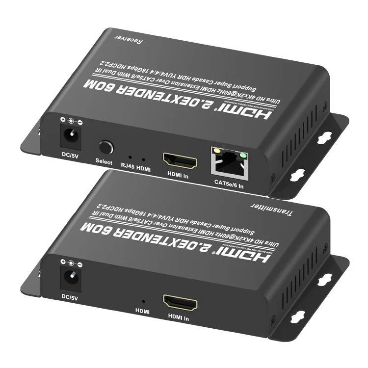 197Ft/60M HDMI2.0 удлинитель с HDMI Loop-out 18 Гбит/с 4 k@ 60 Гц ИК пульт дистанционного RS-232 по IP Cat6/5E конвертер передатчик