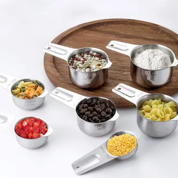 

7pcs/set Durable Stainless Steel Measuring Cups Kitchen Cooking Baking Accessories Measuring Spoons 7 Sizes
