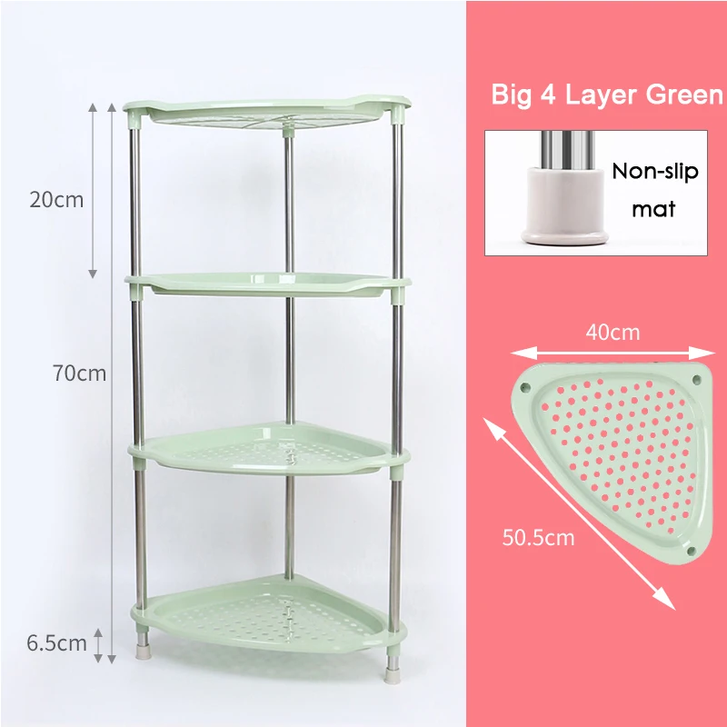 Big 4-layer Green20H Органайзер для ванной комнаты, косметический стеллаж для хранения туалетных принадлежностей, полки для полотенец, кухонные принадлежности, стеллажи из нержавеющей стали - Цвет: Big 4-layer Green20H