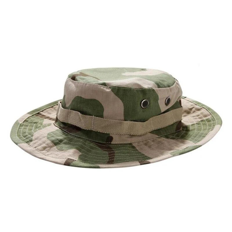 Canvas Camouflage wide-brimmed hat outdoor fisherman Bucket Hats Camo Wide  Brim Sun Fishing cap Camping Hunting CS Tactical Gear xmas gift