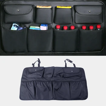 

DWCX High Quality PU Leather Car Trunk Multi-Use 8 Pocket Seat Back Organizers Storage Hang Bag Black