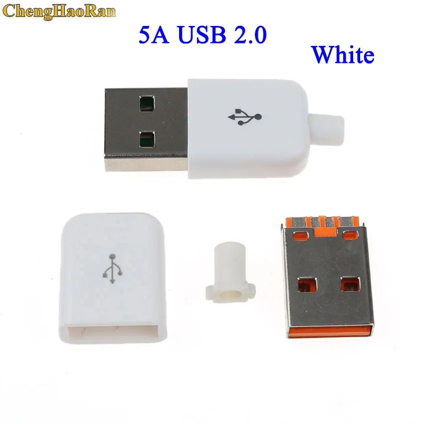 ChengHaoRan 1 шт. 5A USB Тип разъёма на Тип-c Мужской USB 5-контактный разъем Micro USB разъем Мужской Женский Разъем - Цвет: C-White