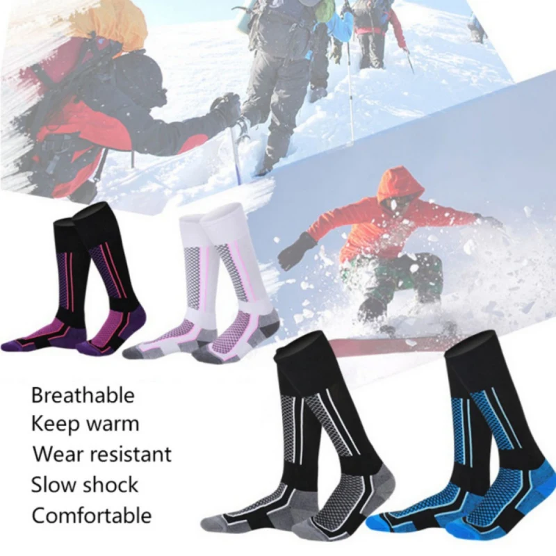 Зимние Детские теплые лыжные носки, Плотные хлопковые теплые носки для велоспорта, носки для катания на сноуборде, лыжах, походов, гетры