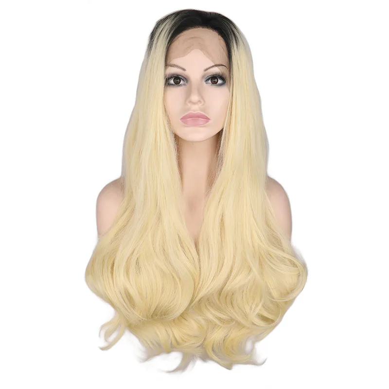

QQXCAIW Synthetic Lace Front Wig For Women 1B to 613# Glueless 26 Inch Long Natural Wave Hair Cosplay Heat Resistant Fiber Wigs