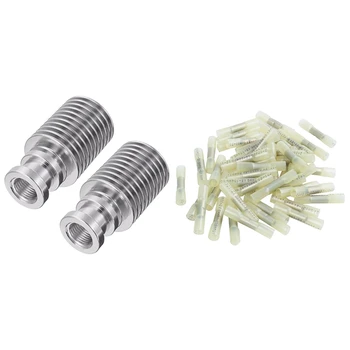 

2Pcs V6 Extruder Heat Sink Aluminum & 50Pack Yellow Heat Shrink Butt Wire Electrical Crimp Terminal Connector