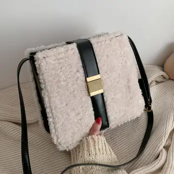 

Elegant Female Square Crossbody Bag 2021 Winter New High-quality Velvet Women's Designer Handbag Lock Shoulder Messenger Bag