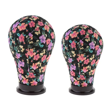 

2pcs 21" 22" Black Floral Wig Making Cork Canvas Block Head Hat Jewelry Display Mannequin Head Stand