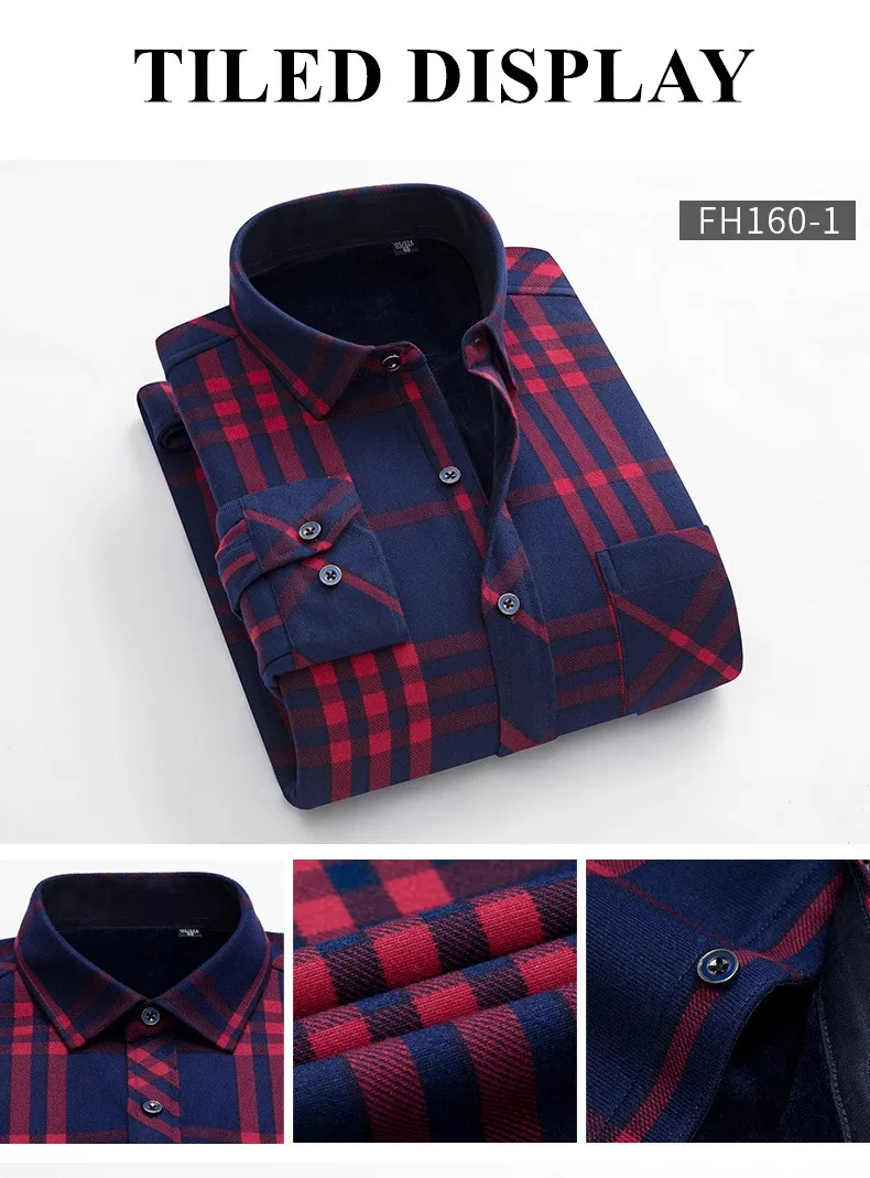 Новое поступление Высококачественная теплая Клетчатая Мужская рубашка Camisa Masculina с длинным рукавом из плотного бархата