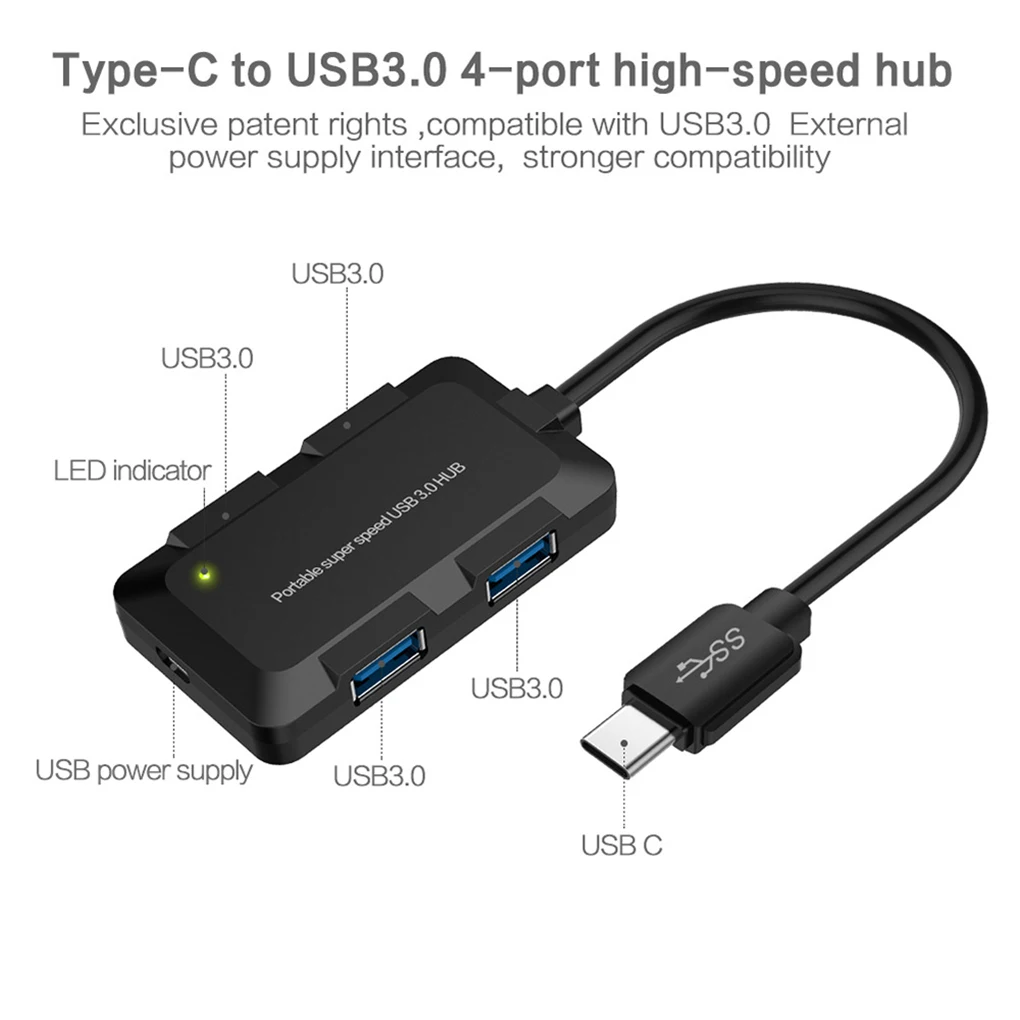 

Type c 4 Ports USB Hub USB 3.0 External Splitter Replacement for Macbook Pro Phone Tablet PC Laptop Desktop