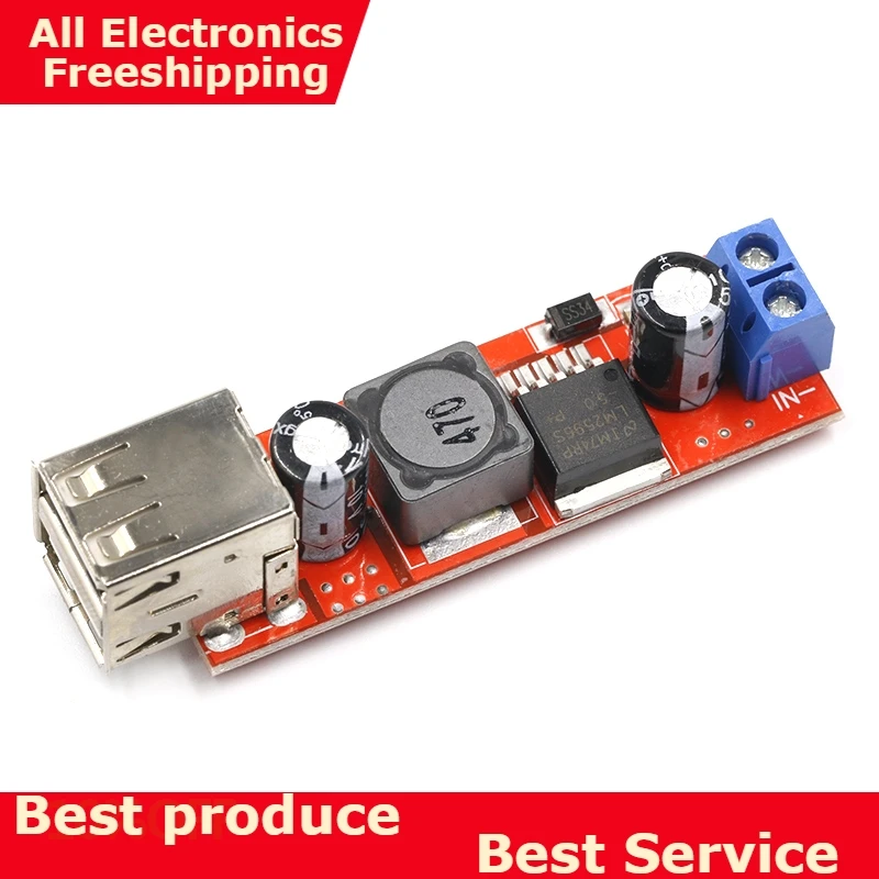 

DC 6V-40V To 5V 3A Double USB Charge DC-DC Step-down Converter Module For Vehicle Charger LM2596 Dual USB