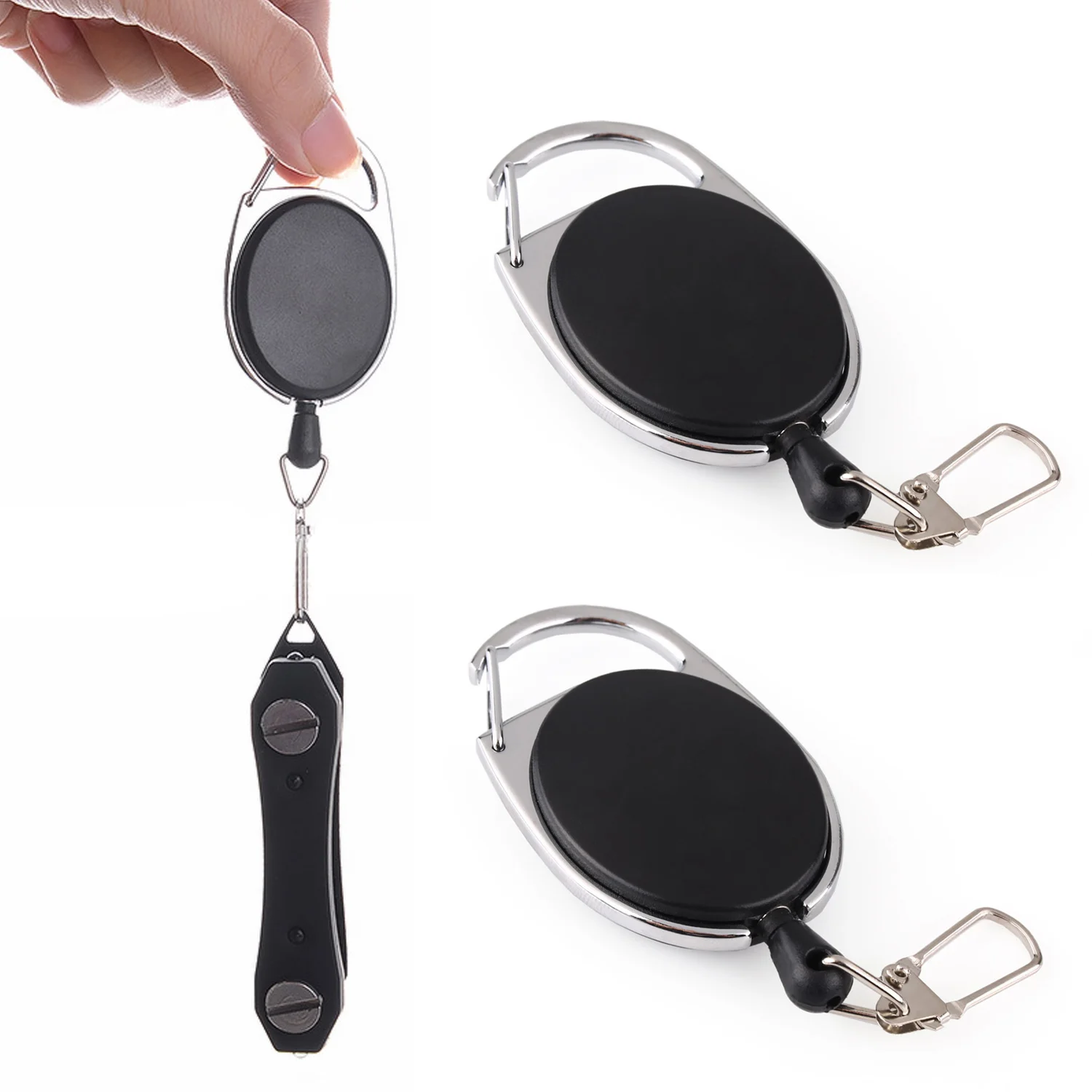 

2pcs Retractable Badge Holder Reel Key Ring Badge Reel with Carabiner Reel Clip on Bus Card ID Card Holders