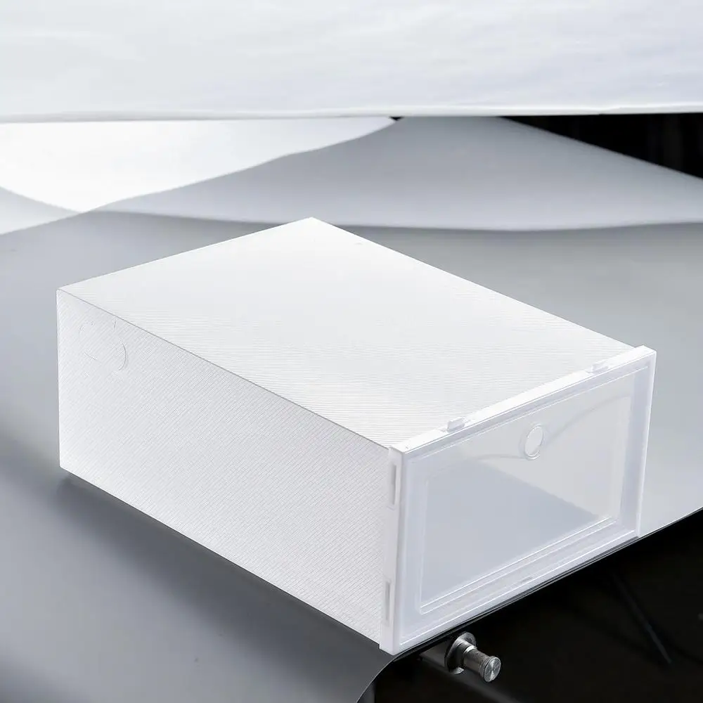 Foldable Clear shoe rack shoe organizer Storage Box Подставка для обуви boite rangement chaussure אחסון#EO24 - Цвет: White S