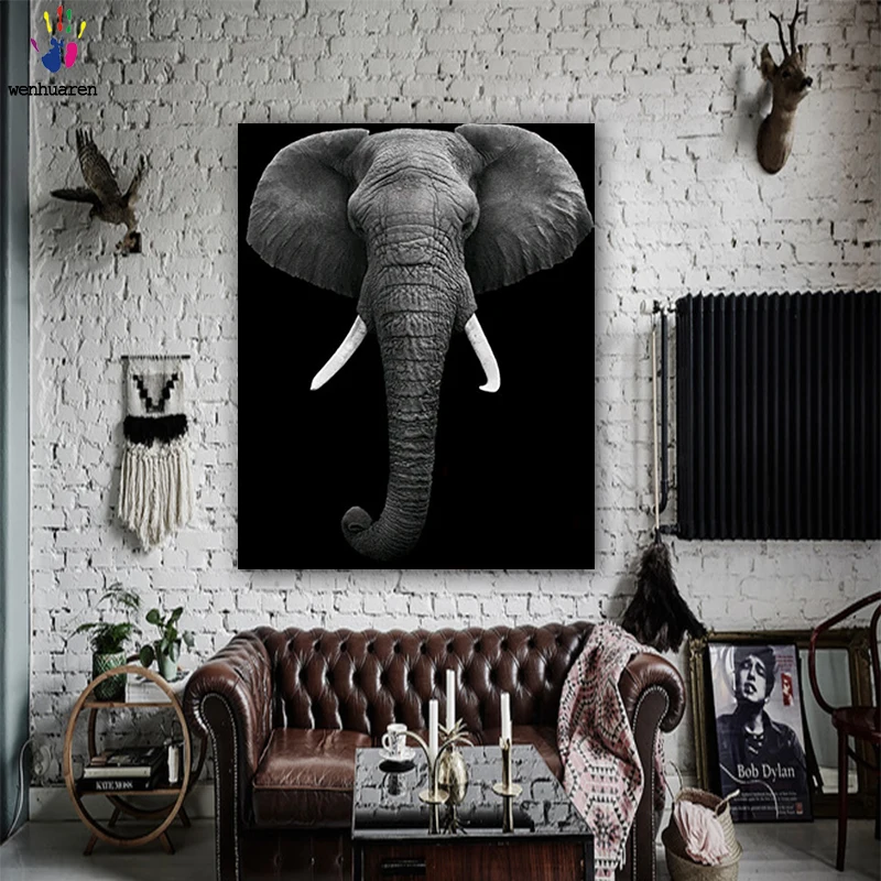 DIY colorings pictures by numbers with colors The elephant picture drawing painting by numbers framed Home