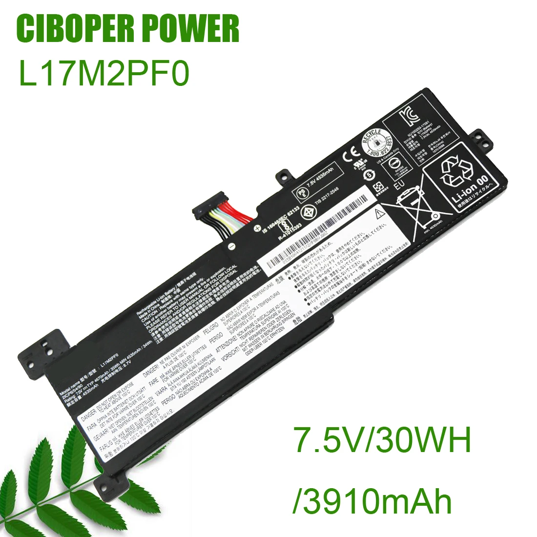 

CP Laptop Battery L17M2PF0 7.5V 30WH/3910mAh L17L2PF0 L17M2PF1 L17M2PF2 L17D2PF1 For IdeaPad 330G 330-15ARR 330-15ICN Series