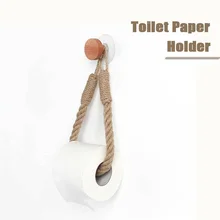 Vintage Towel Hanging Rope Toilet Paper Holder Kitchen Bathroom Paper Holder Storage Rack Suction Cup Wall Mounted Movable