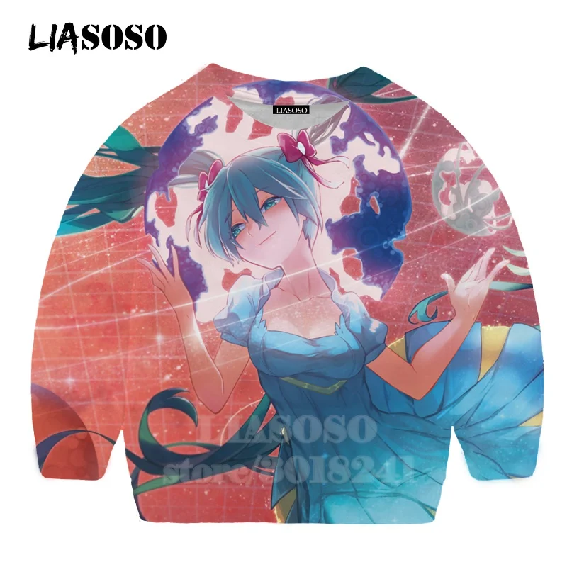 LIASOSO детей толстовки 3D принт аниме девочка Hatsune Толстовка Miku музыки детей мальчиков и девочек с круглым вырезом в стиле «хип-хоп» Детский свитер для подростков B174 - Цвет: 11