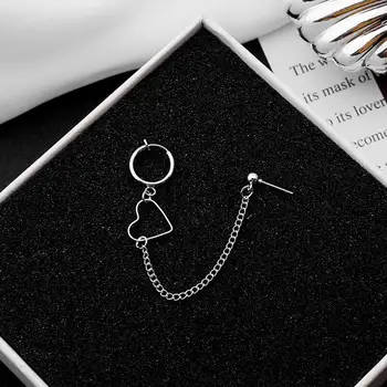 

Women earrings Punk Hip Hop Long Chain Drop Earrings Circle Heart Statement Dangle Earrings Fashion Accessories Korean Jewelry