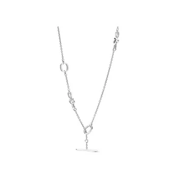 

2019【New Products】 925 sterling silver 1:1 intertwined knotted heart-shaped T-shaped necklace can be adjusted accessories398080