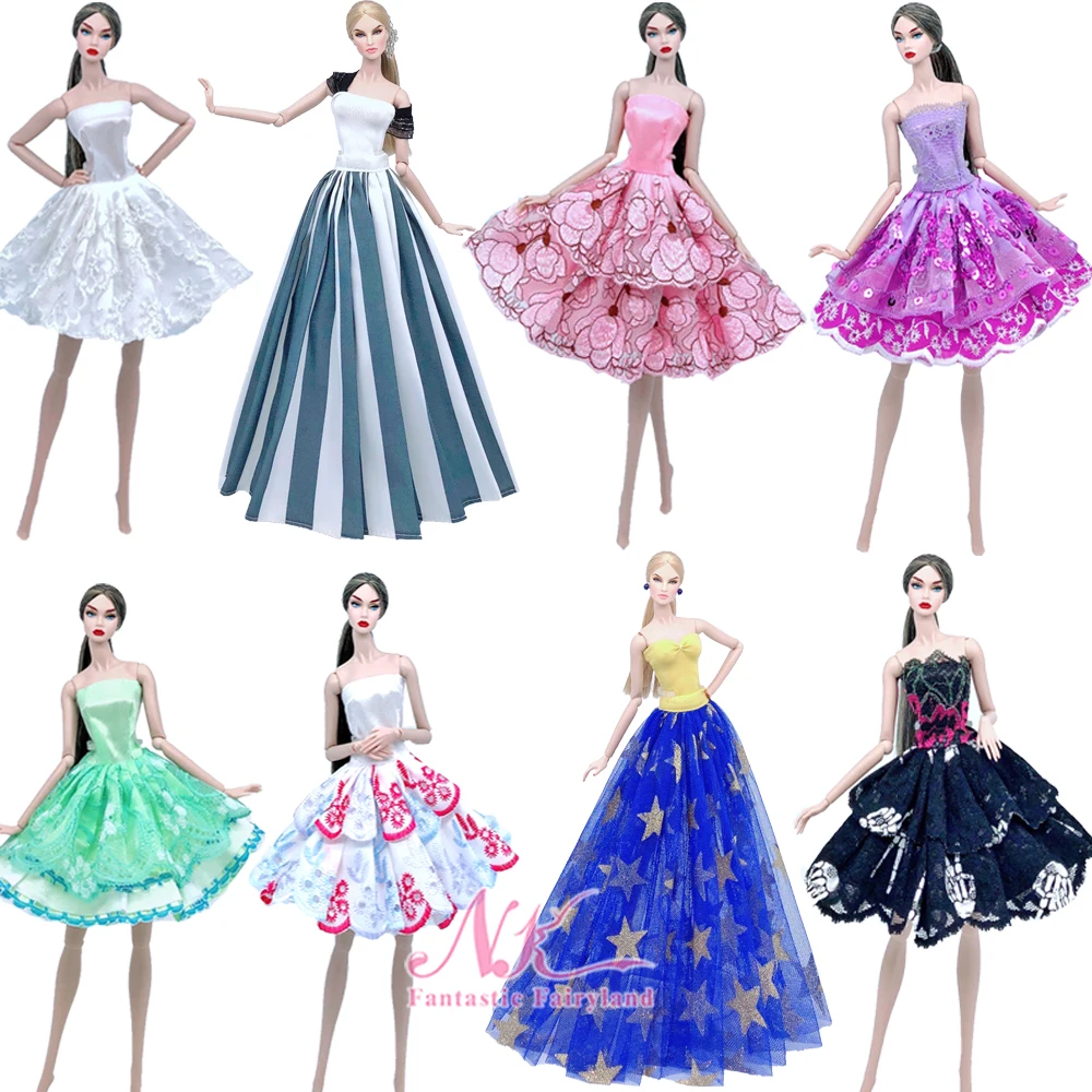 

NK 1 Set 30CM Princess Short Wedding Dress Noble Elegant Fashion Party Clothes For Barbie Doll Accessories Best Girl Gift Toy JJ