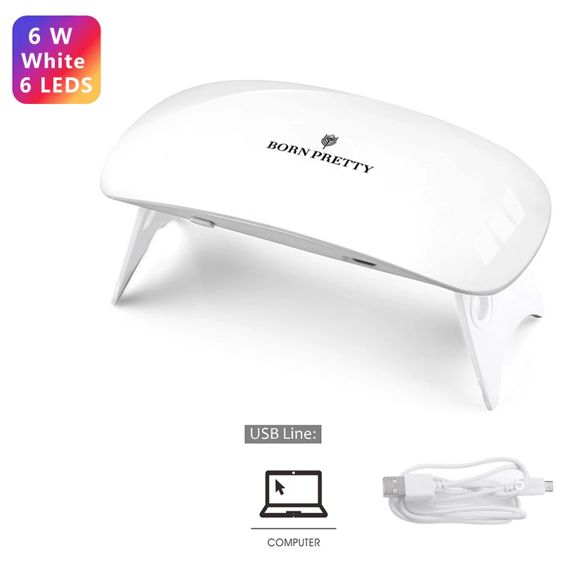 6W White USB 2 Сушилка для ногтей BORN PRETTY UV светодиодный светильник 36 Вт/48 Вт/54 Вт лампа для всех гель-лаков отверждения ЖК-дисплей машина сушки лампа Маникюрный Инструмент - Цвет: 6W White USB 2