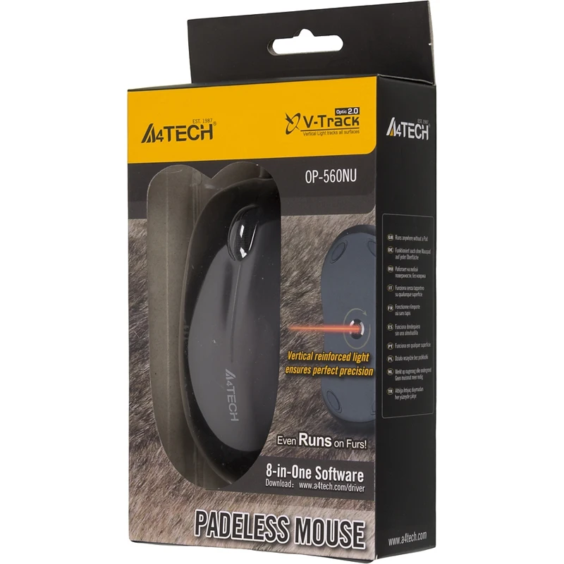 Мышь A4 V-Track Padless OP-560NU черный оптическая(1000dpi) USB(2but