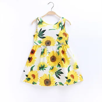 

Toddler Girls Dress Sunflowers Printed Princess Dress One Piece Kids Dresses For Girls Valentine's Day Dress Girl Clothing 2020
