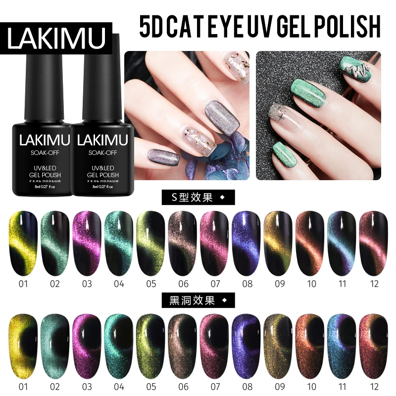 Lakimu мигающий 9D Galaxy Гель-лак для ногтей с эффектом кошачий глаз лак Хамелеон