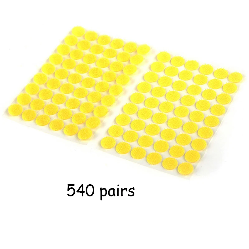 Yellow 10mm 540pairs 540/250/200 пар крючков и петель кабельные стяжки красочные волшебные наклейки dot Нейлон гибкий клей на самоклеющейся ленте - Цвет: Yellow 10mm 540pairs