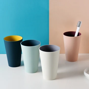 

Home Two-tone Mugs Simple Fashion Couples Wash Cups Plain Plastic Cups Wash Brush Cups Bathroom Large Washing Mug