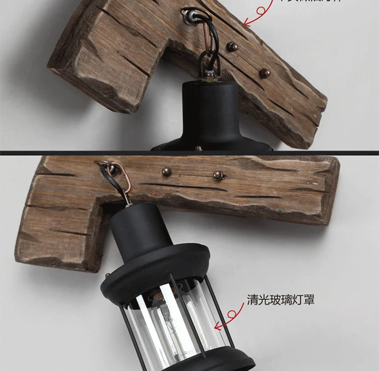 wall mounted lights American Retro Industrial Style Creative Restaurant Corridor Commercial Staircase Personal Art Boat Wooden Bookshelf Wall Lamp the range wall lights