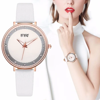 

Women Leather Colorful Dial Watch Luxury Ladies CCQ Quartz Watches Clock Relogio Feminino