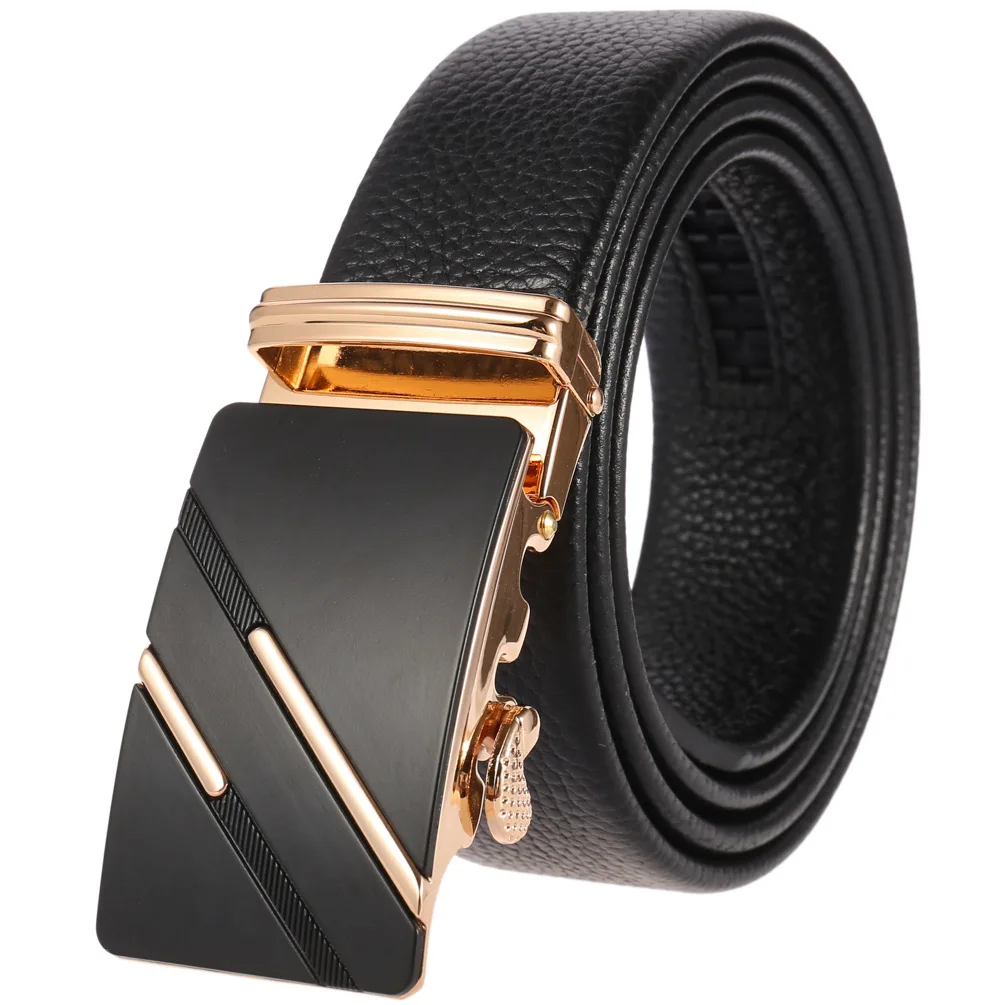 Men's Leather Belt with Automatic Buckle
